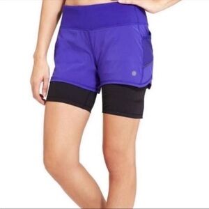 Athleta Women's Vibrant Purple and Black Athletic Shorts